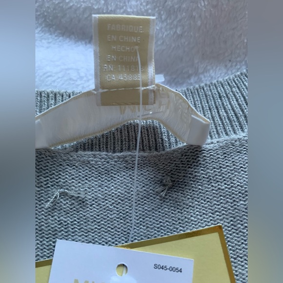 Michael Kors NWT Lace-Up Grey Crewneck Sweater L - Picture 16 of 16